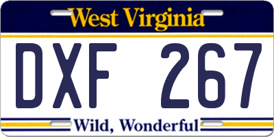 WV license plate DXF267
