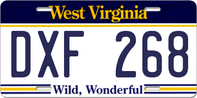 WV license plate DXF268