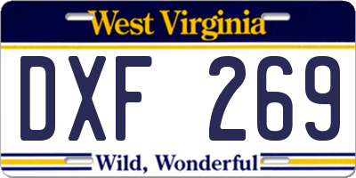 WV license plate DXF269