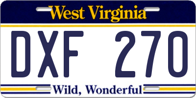 WV license plate DXF270