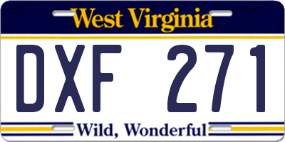 WV license plate DXF271