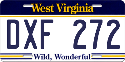 WV license plate DXF272