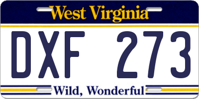 WV license plate DXF273