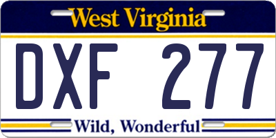 WV license plate DXF277