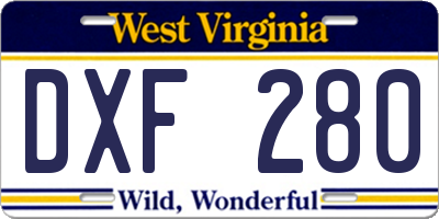 WV license plate DXF280