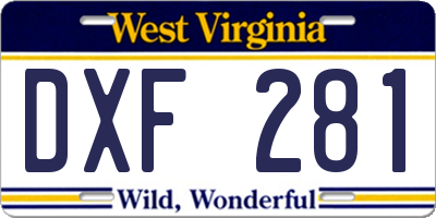 WV license plate DXF281