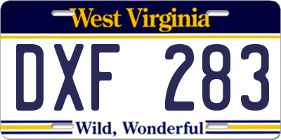 WV license plate DXF283