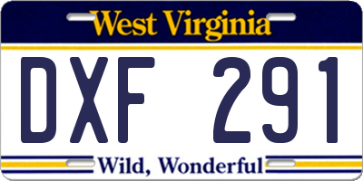WV license plate DXF291