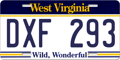 WV license plate DXF293