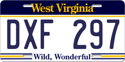 WV license plate DXF297