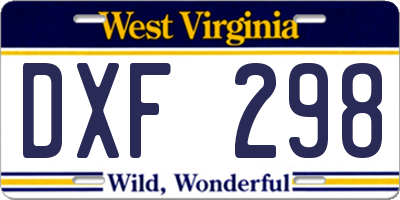 WV license plate DXF298