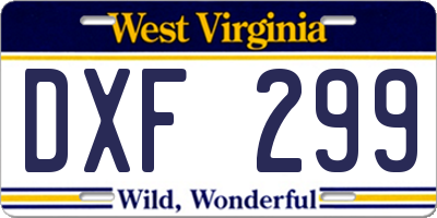 WV license plate DXF299