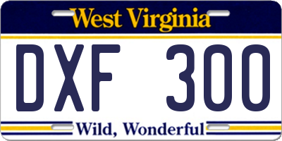 WV license plate DXF300