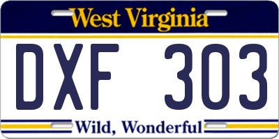 WV license plate DXF303
