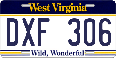 WV license plate DXF306