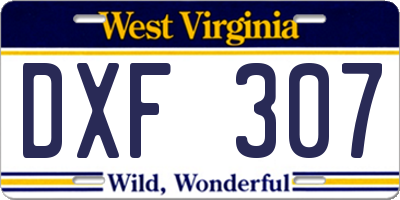 WV license plate DXF307