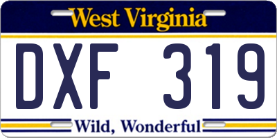 WV license plate DXF319