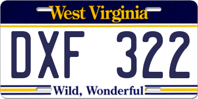 WV license plate DXF322