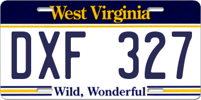 WV license plate DXF327