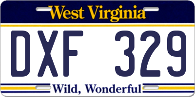 WV license plate DXF329