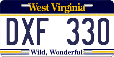 WV license plate DXF330