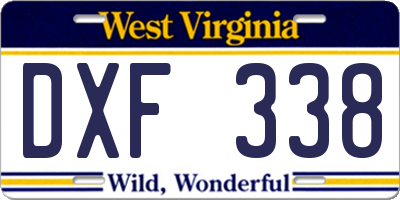 WV license plate DXF338
