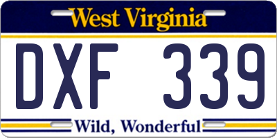 WV license plate DXF339