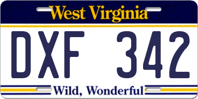 WV license plate DXF342