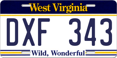 WV license plate DXF343