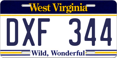 WV license plate DXF344