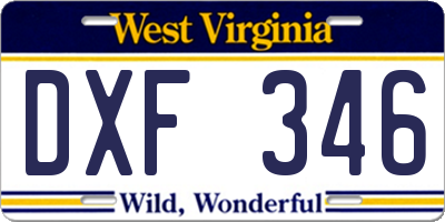 WV license plate DXF346