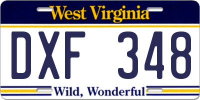 WV license plate DXF348