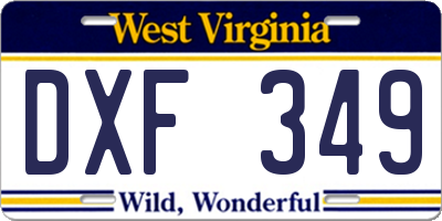 WV license plate DXF349