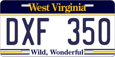 WV license plate DXF350