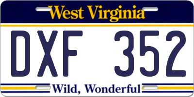 WV license plate DXF352