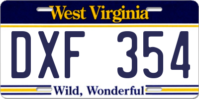 WV license plate DXF354