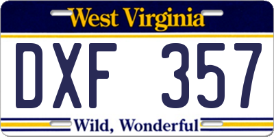 WV license plate DXF357