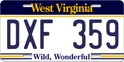 WV license plate DXF359