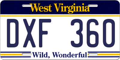 WV license plate DXF360