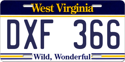 WV license plate DXF366