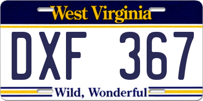 WV license plate DXF367
