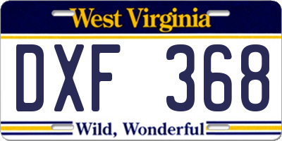 WV license plate DXF368