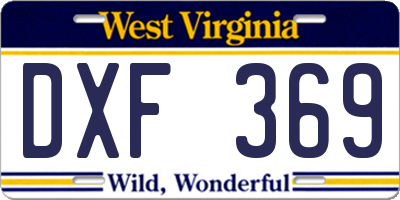 WV license plate DXF369