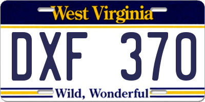 WV license plate DXF370