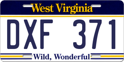 WV license plate DXF371