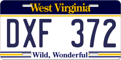 WV license plate DXF372