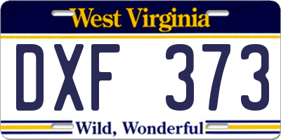 WV license plate DXF373