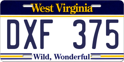 WV license plate DXF375
