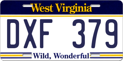 WV license plate DXF379