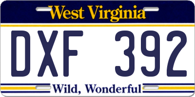 WV license plate DXF392
